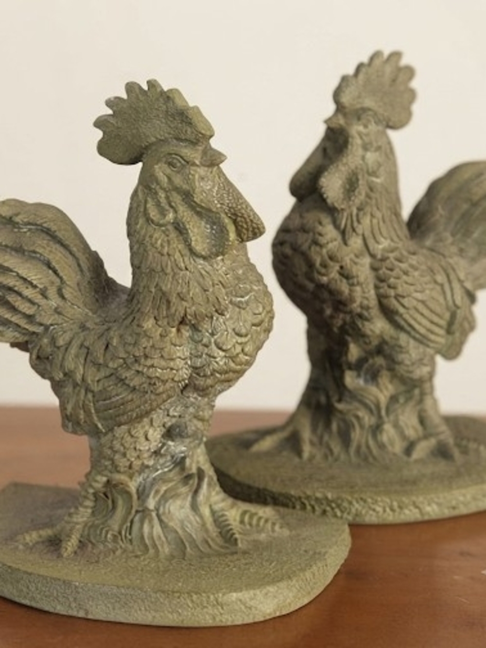 Vintage Rooster Bookends Farmhouse Cottagecore Decor Resin